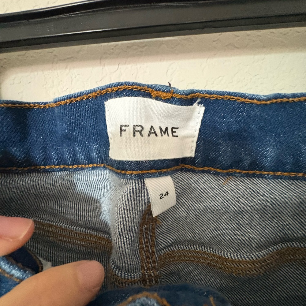 FRAME Le High Straight Jeans Women’s Size 24 Dark Wash High Rise Classic Fit - Picture 7 of 8
